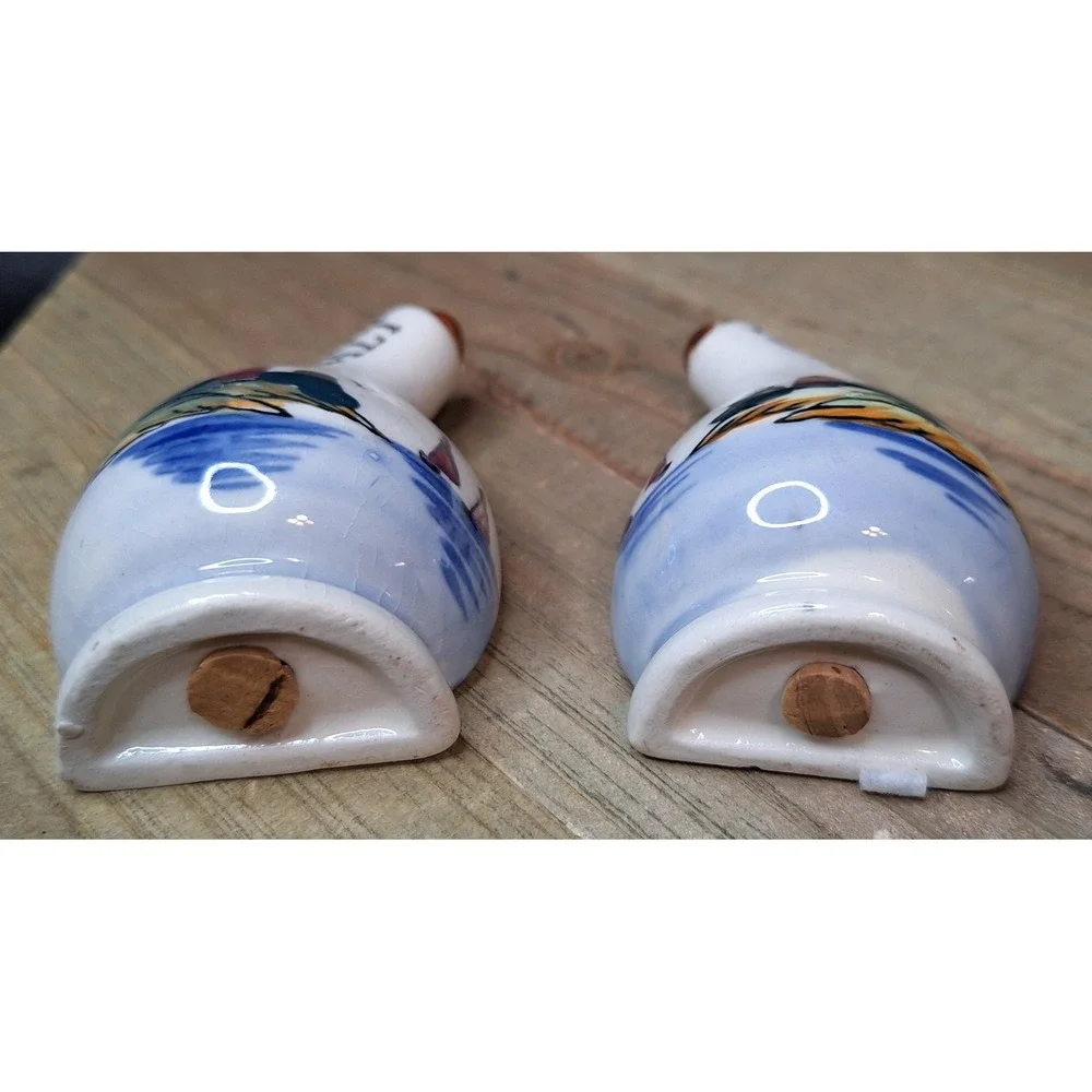 Vintage Nautical Lighthouse Sailboat Ceramic Salt and Pepper Shakers Set Corks